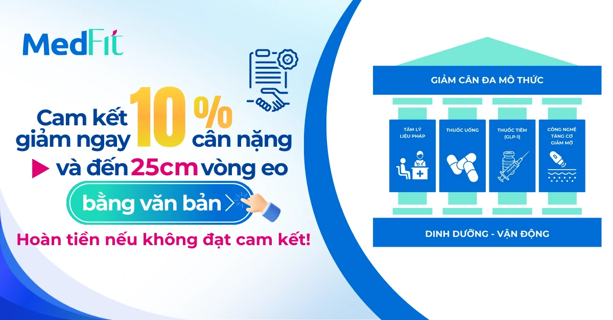 Banner Cam kết giảm cân nặng vòng eo sau 1 liệu trình MedFit m