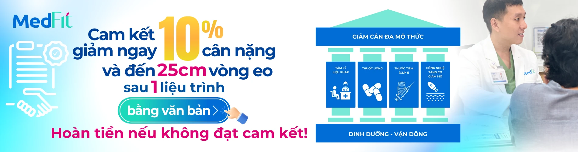 Banner Cam kết giảm cân nặng vòng eo sau 1 liệu trình MedFit